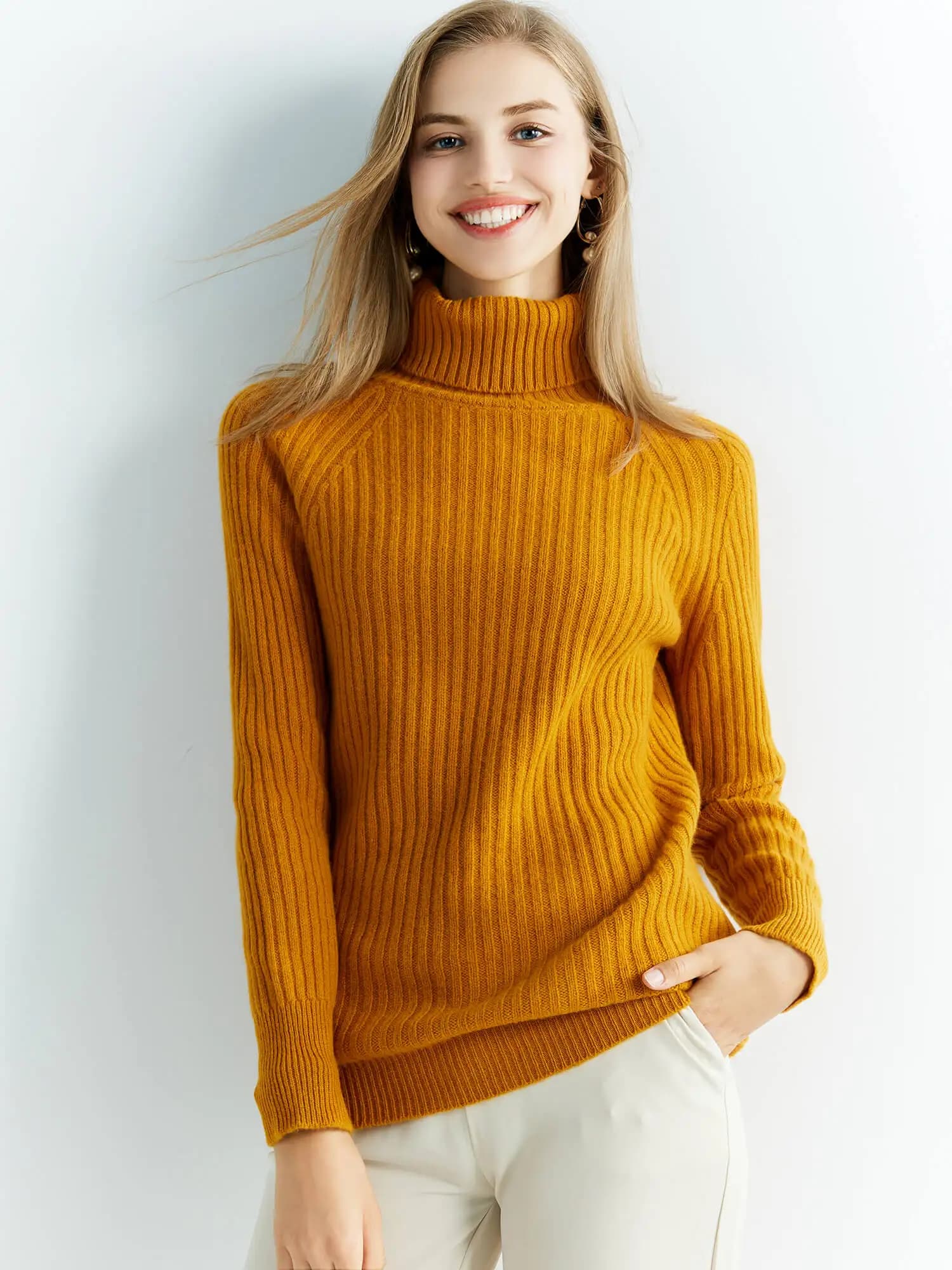 Pull en laine de cachemire pulls tricotés pour femmes 100% laine mérinos col roulé à manches longues