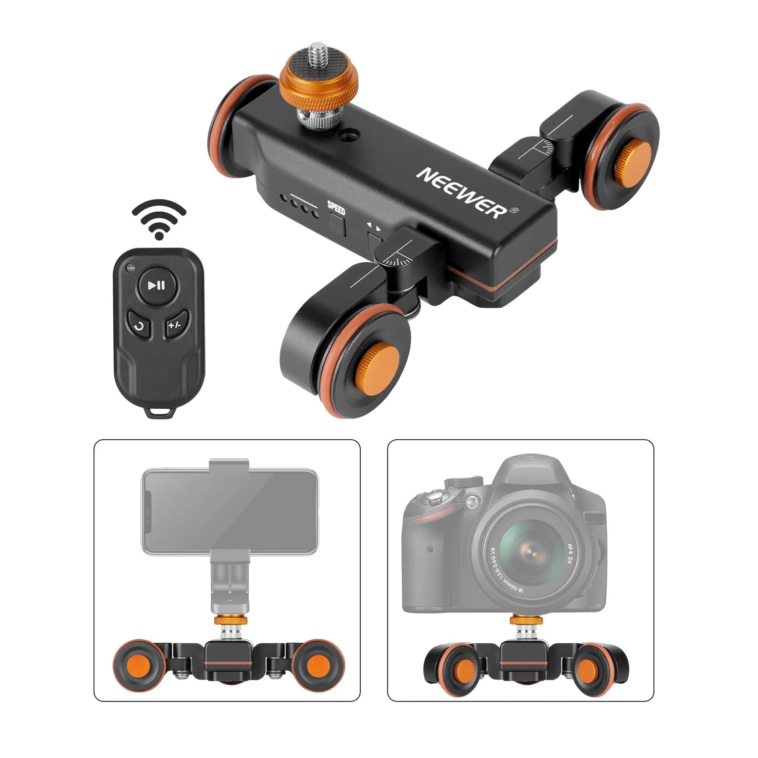Neewer-Caméra vidéo sans fil à 3 roues, chariot à 3 vitesses, rail de piste électrique Hurized, char