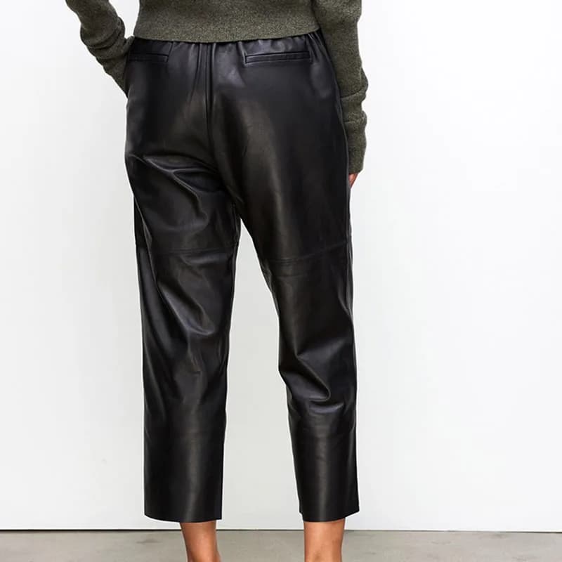 Nouveauté 2026 : Pantalon Streetwear Grande Taille Y2K en Cuir Véritable, Pantalon Harem Femme en Pe
