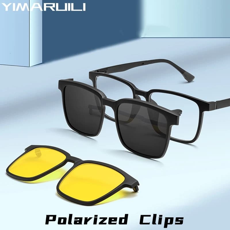 YIMARUILI – lunettes carrées à Clip magnétique, polarisées, Vision nocturne, Prescription optique, m