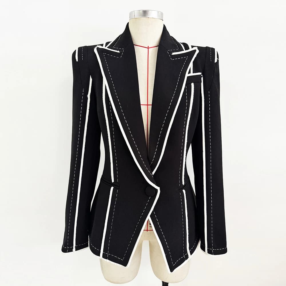 HIGH STREET Nouvelle Collection 2026 Blazer Femme Designer à Franges et Pompons Coupe Ajustée