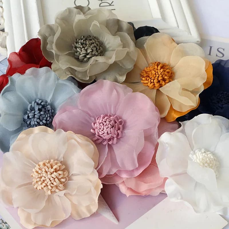 Grand tissu en mousseline de soie fait à la main, fleur artificielle pour robe de mariée, vêtements,
