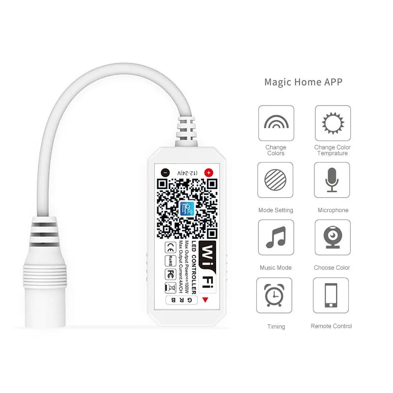 Contrôleur Wifi RGBW RGB, application magique pour maison, fonctionne avec Amazon Alexa Google Home 