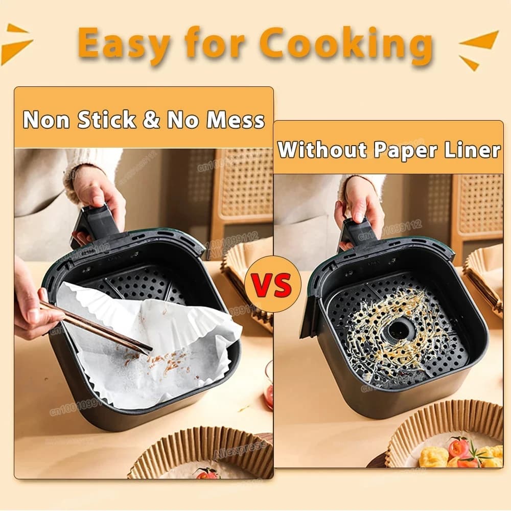 Papier antiadhésif pour friteuse à air et poulet, papiers de cuisson ronds, doublures en papier, acc