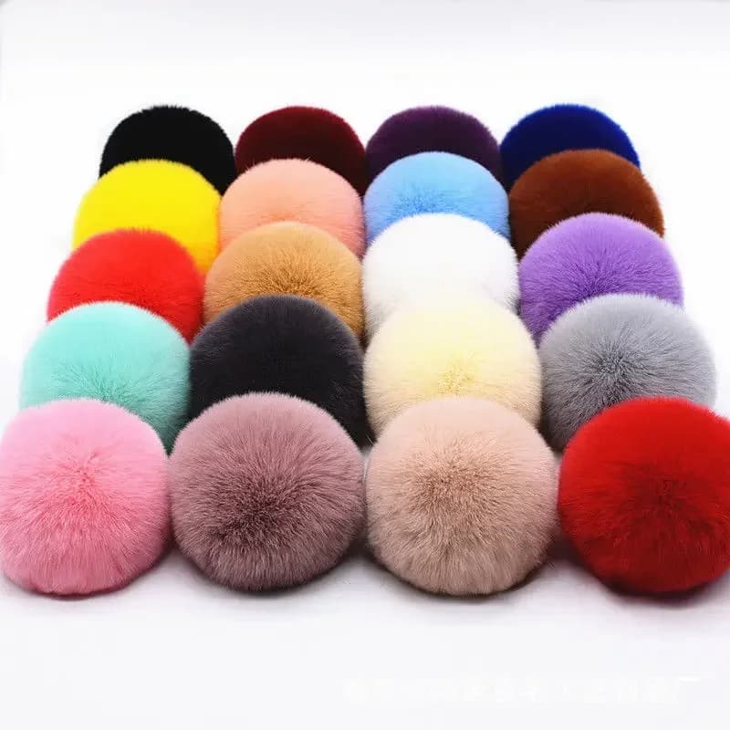 Pompons en fourrure moelleuse de 5 cm, 6 cm, 8 cm, pompons doux pour bricolage, pour porte-clés, cou