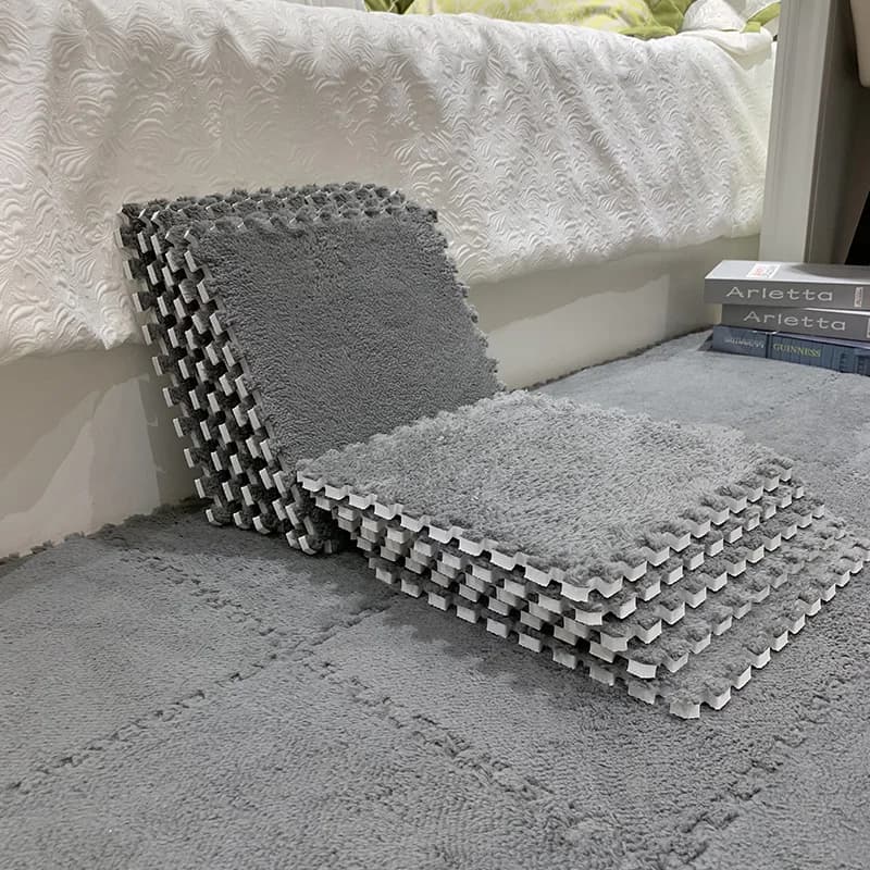 Tapis de jeu en peluche douce pour bébé, en mousse EVA, pour enfants, carreaux d'exercice imbriqués,