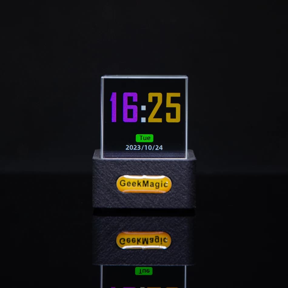 GeekMagic Mini Gadget de prévision météo à affichage en cristal avec Station d'horloge de bureau WiF