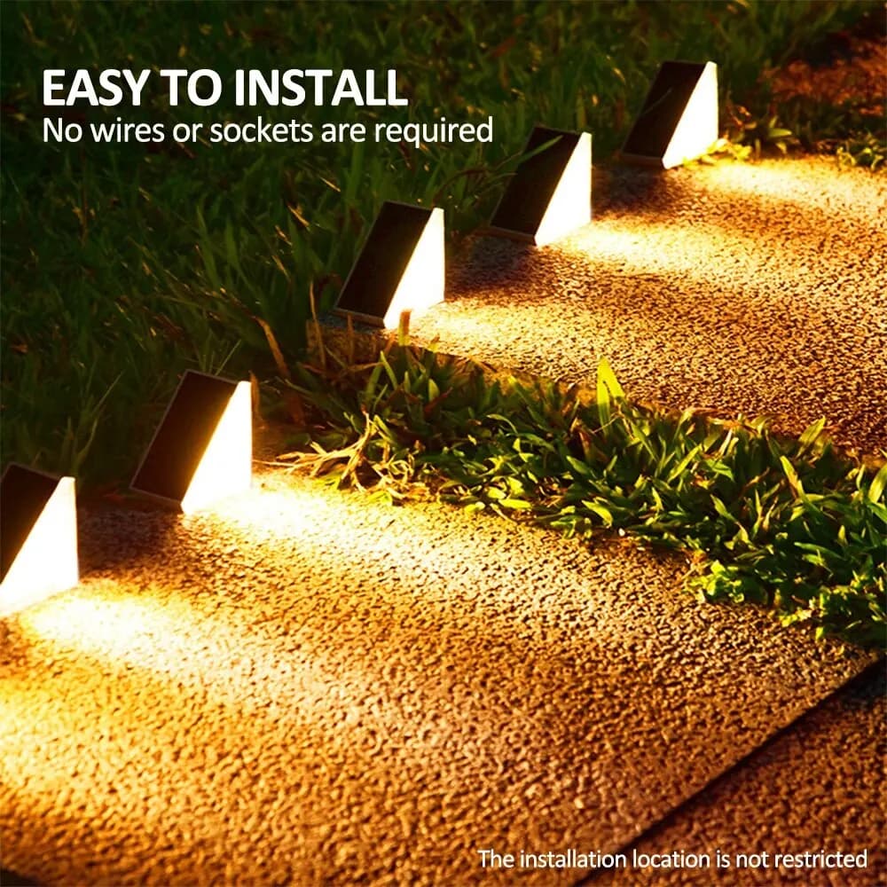 Feux de marche solaires extérieurs blanc chaud triangle rvb IP67 étanche Auto sur décoration lumière