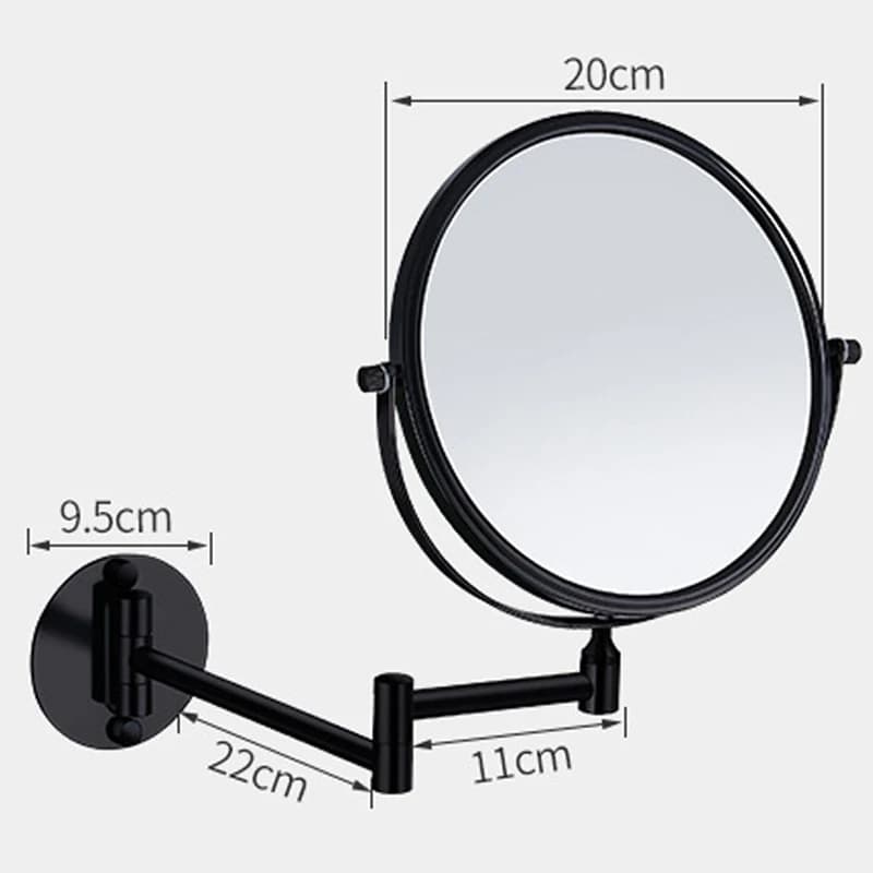 Miroir Circulaire Double Face Rétractable avec Cadre localité ou Noir, Rotation Résistante à 360 °, 