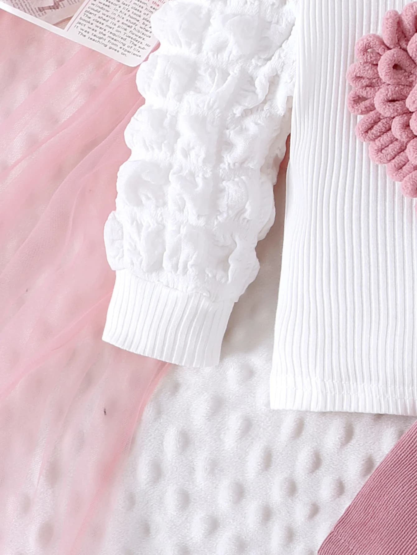 Ensemble 2 pièces d'hiver pour filles de 0 à 3 ans, manches à bulles confortables, douces et mignonn
