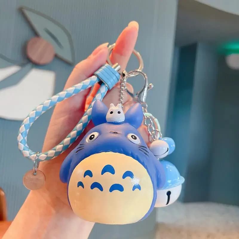Totoro porte-clés dessin animé chat mignon Totoro poupée Figure bracelet en cuir porte-clés sac voit