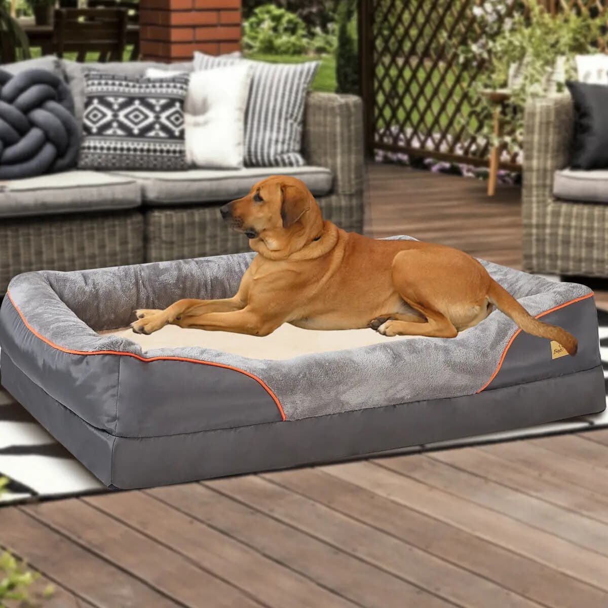 Jgreeting-Grand lit pour chien Orth4WD, mousse à mémoire de forme, matelassé, traversin, canapé pour