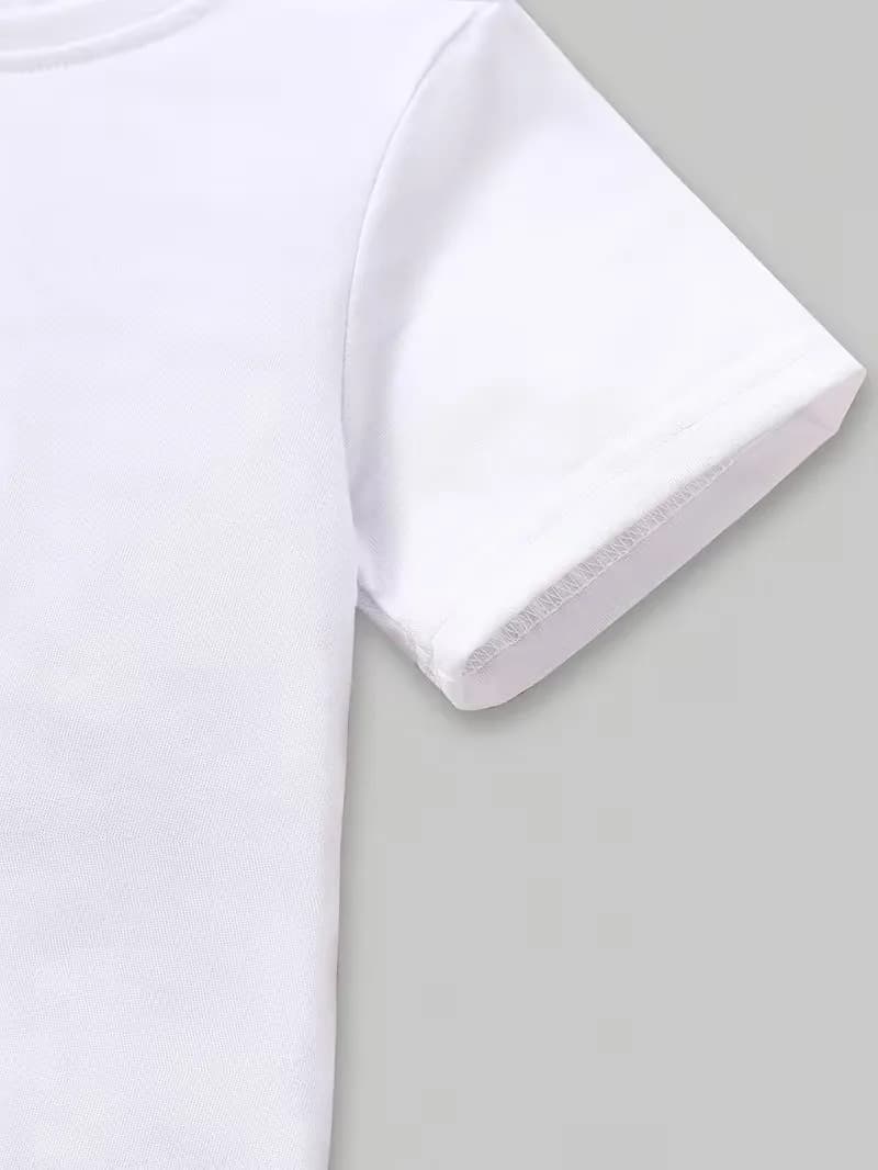 Tenue blanche et violette tendance pour filles de 4 à 12 ans : T-shirt à manches courtes et pantalon