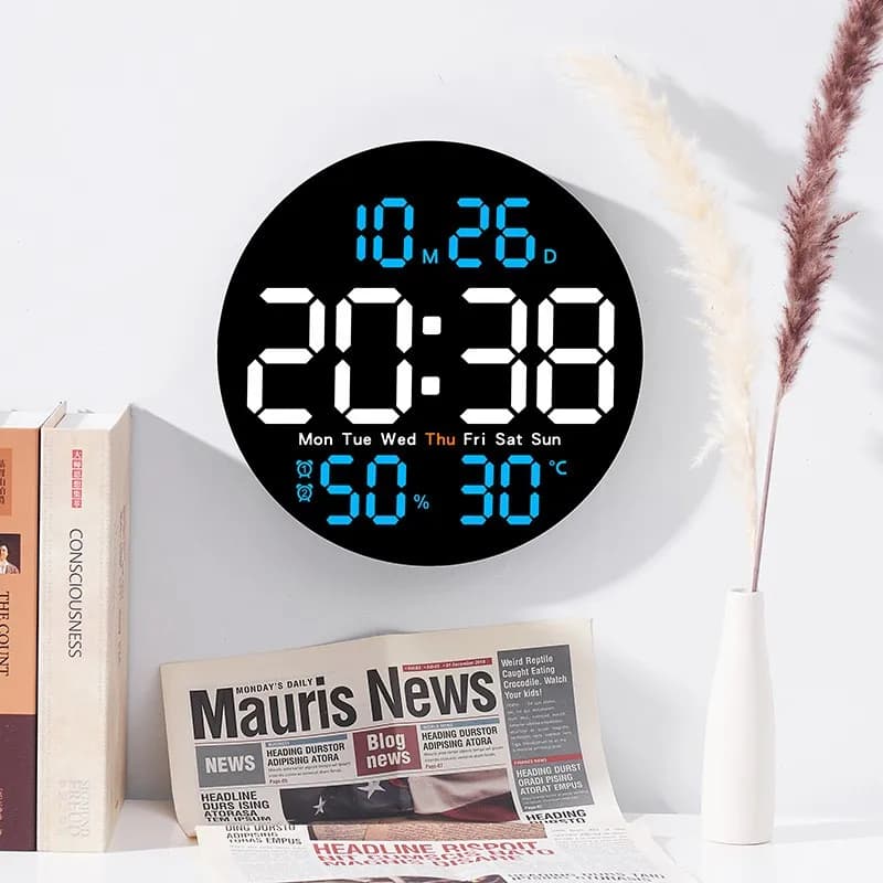 10 pouces télécommande numérique horloge murale température humidité Date semaine synchronisation co