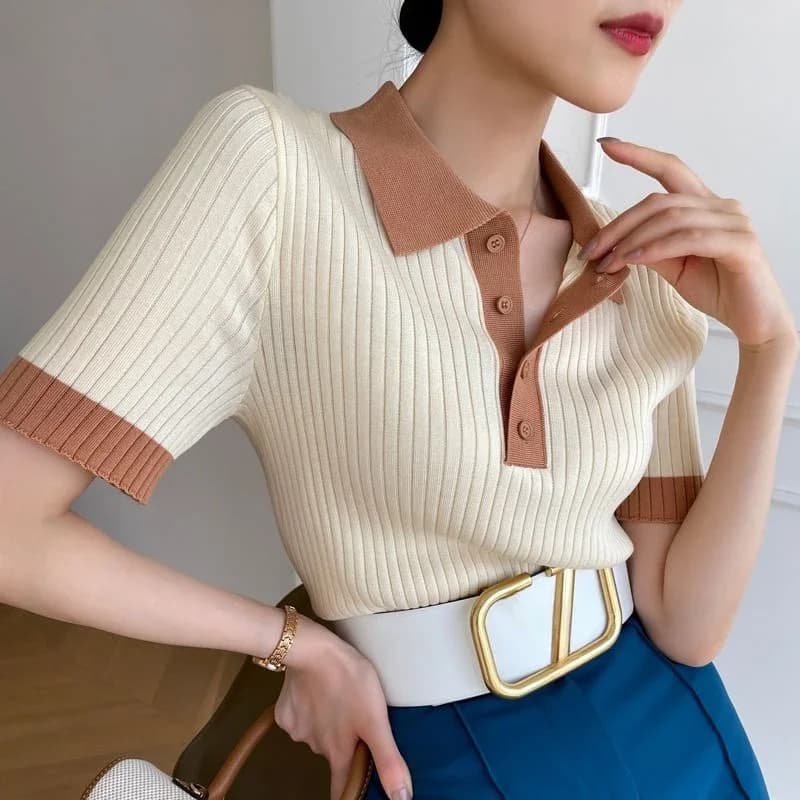 T-shirt slim à manches courtes pour femmes, t-shirts slim, t-shirts slim, t-shirts décontractés, mod
