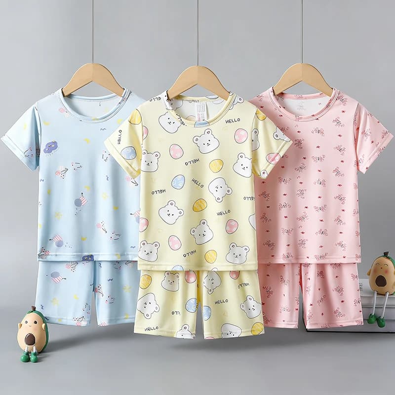 Ensemble 2 pièces pour enfants, short à manches courtes imprimé de dessins animés mignons, pour garç