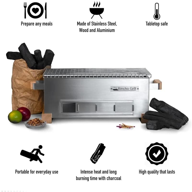 HOME.MG-168 Mini Grill Yakitori – BBQ Hibachi au charbon de bois de table de style japonais – Grill 