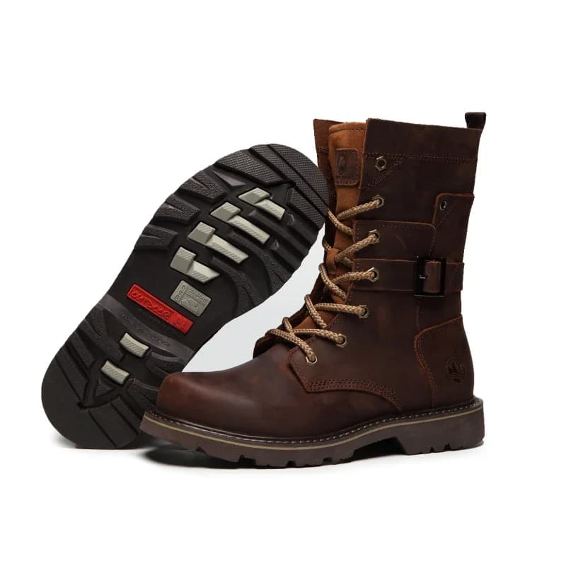 KOWM – chaussures de randonnée en cuir de vache pour hommes, imperméables, tactiques, pour moto, bot