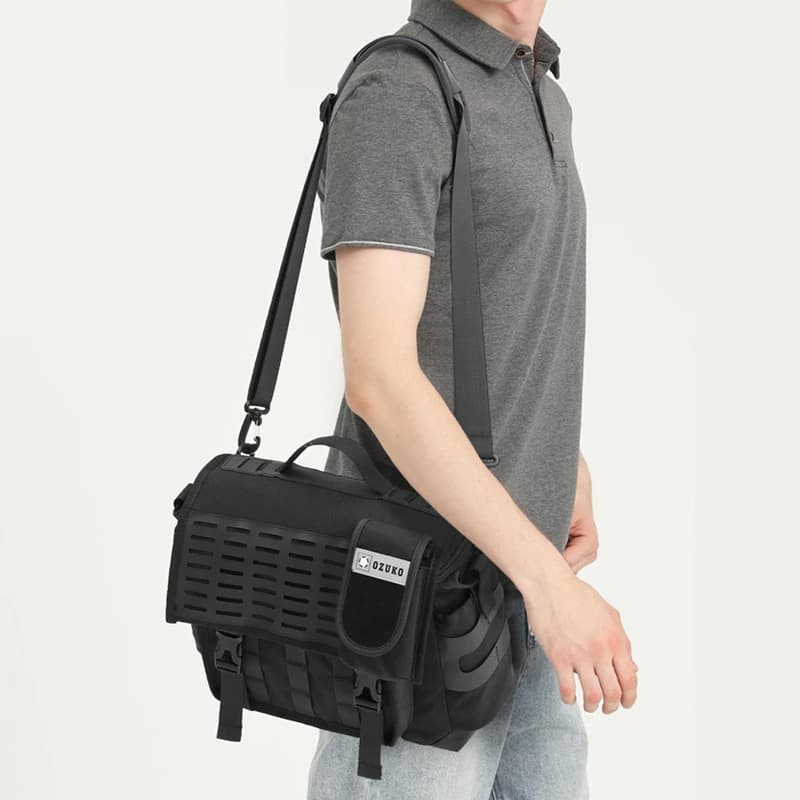 Sac à bandoulière pour hommes, sacoche multifonctionnelle d'extérieur à la mode, sac de facteur étan