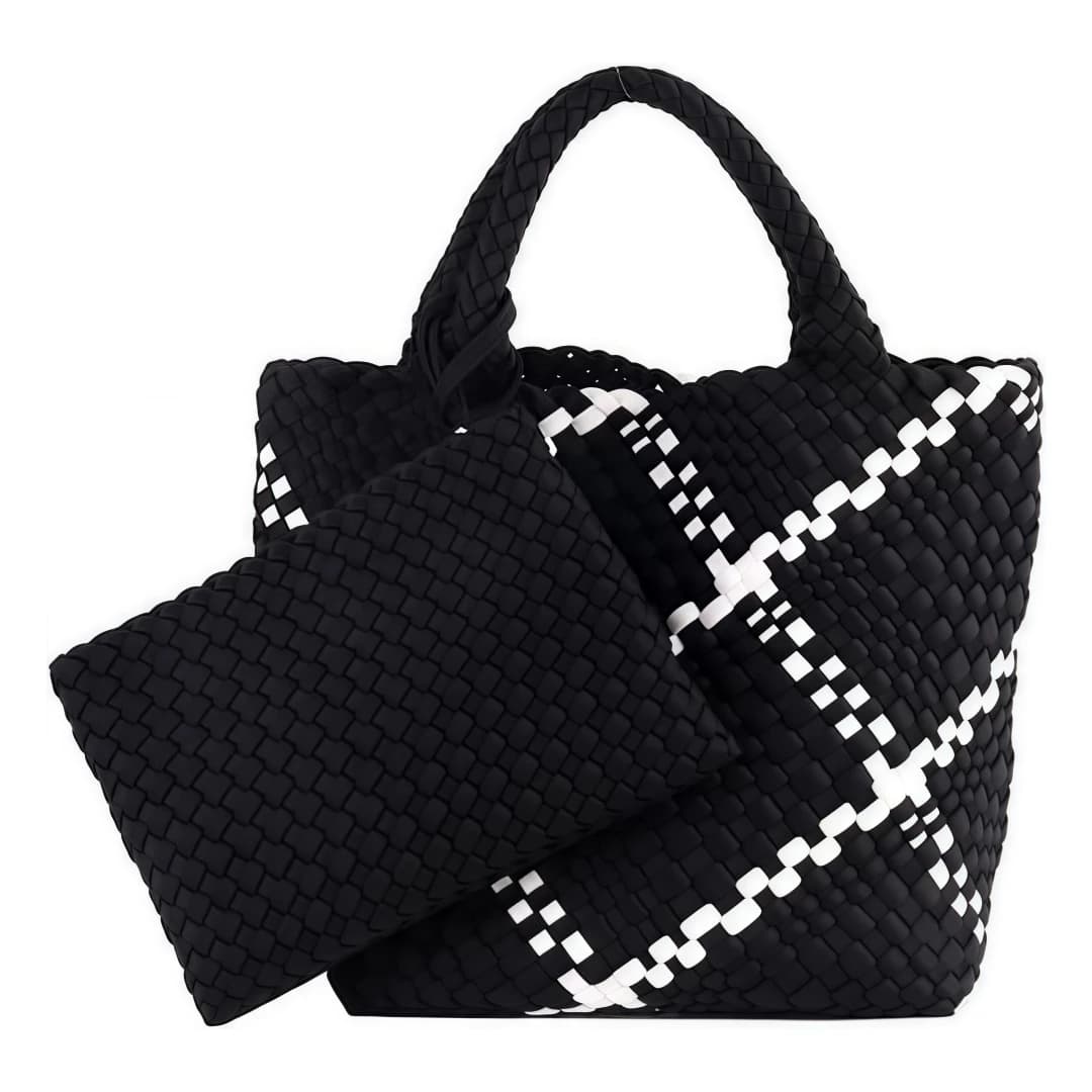 Sac tissé pour femmes, sac fourre-tout en néoprène, sac à main de plage d'été, sac à main rétro fait