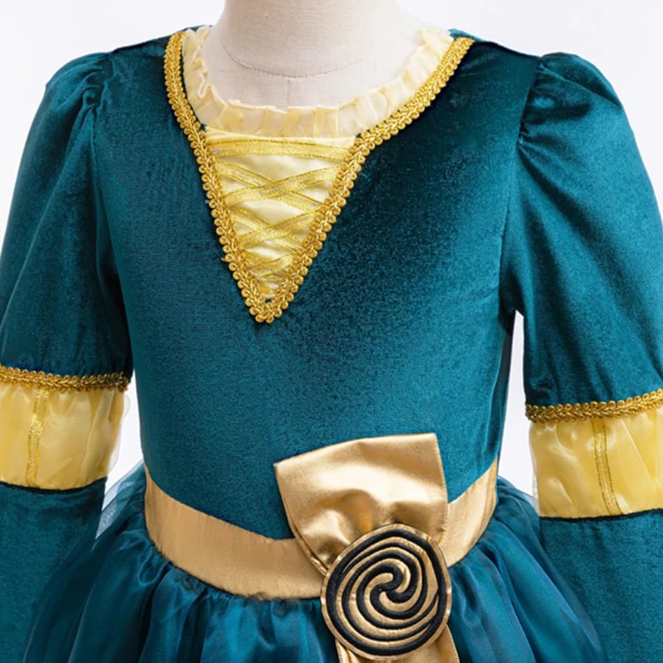 Robe de princesse Merida pour enfants, vêtements de spectacle pour filles, vêtements de jeu de rôle 