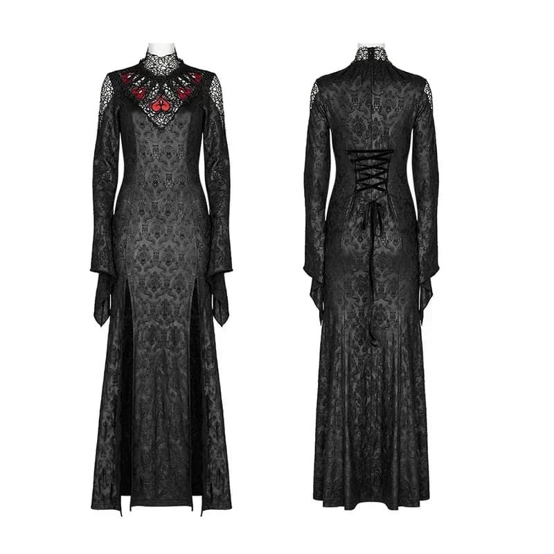 PUNK RAVE femmes exquise gothique nuit flétrie vigne araignée motif maille robe manches évasées Sexy