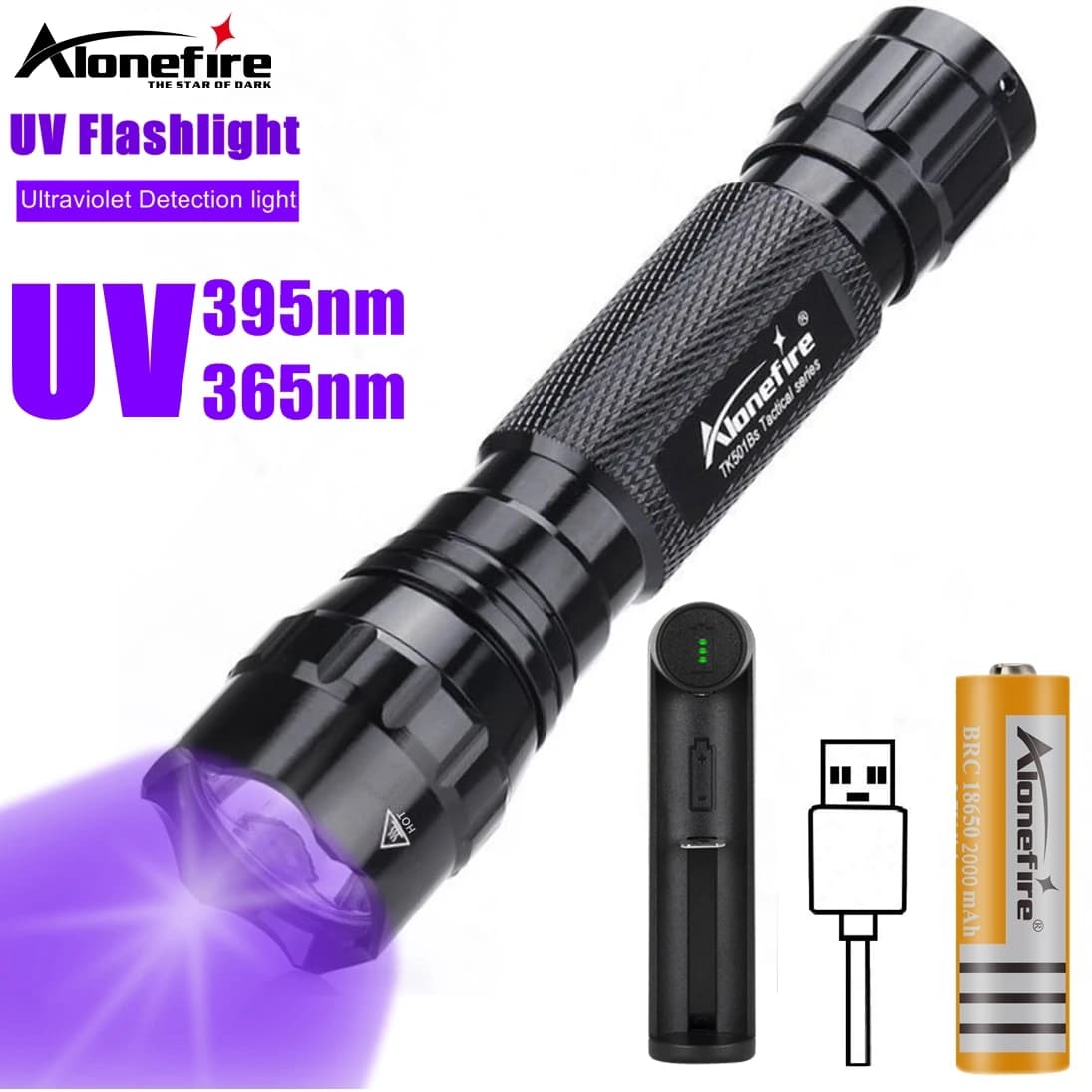 Lampe de poche LED UV haute luminosité 10W, 365nm/395nm, marqueur d'encre invisible, lumière structu