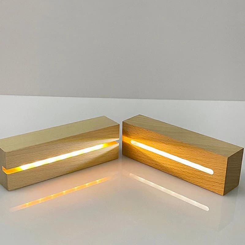 Base de lampe en bois, 5mm, 5.9 pouces, alimentée par batterie AAA, lumière blanche chaude, présento