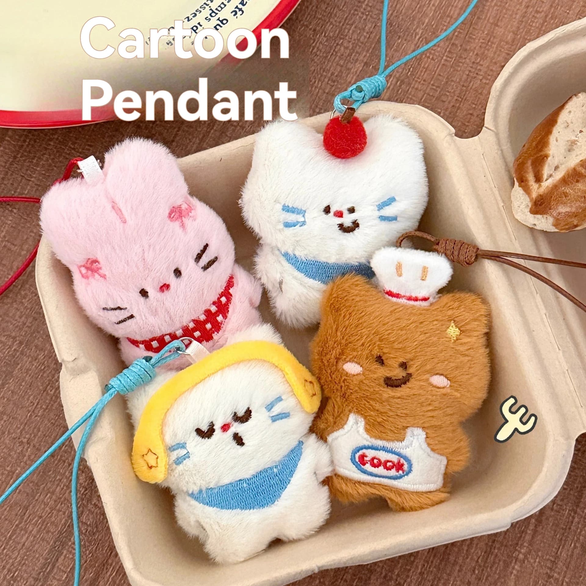 Pendentif de dessin animé mignon pour fille, porte-clés polyvalent, décoration de sac suspendue, 1/4