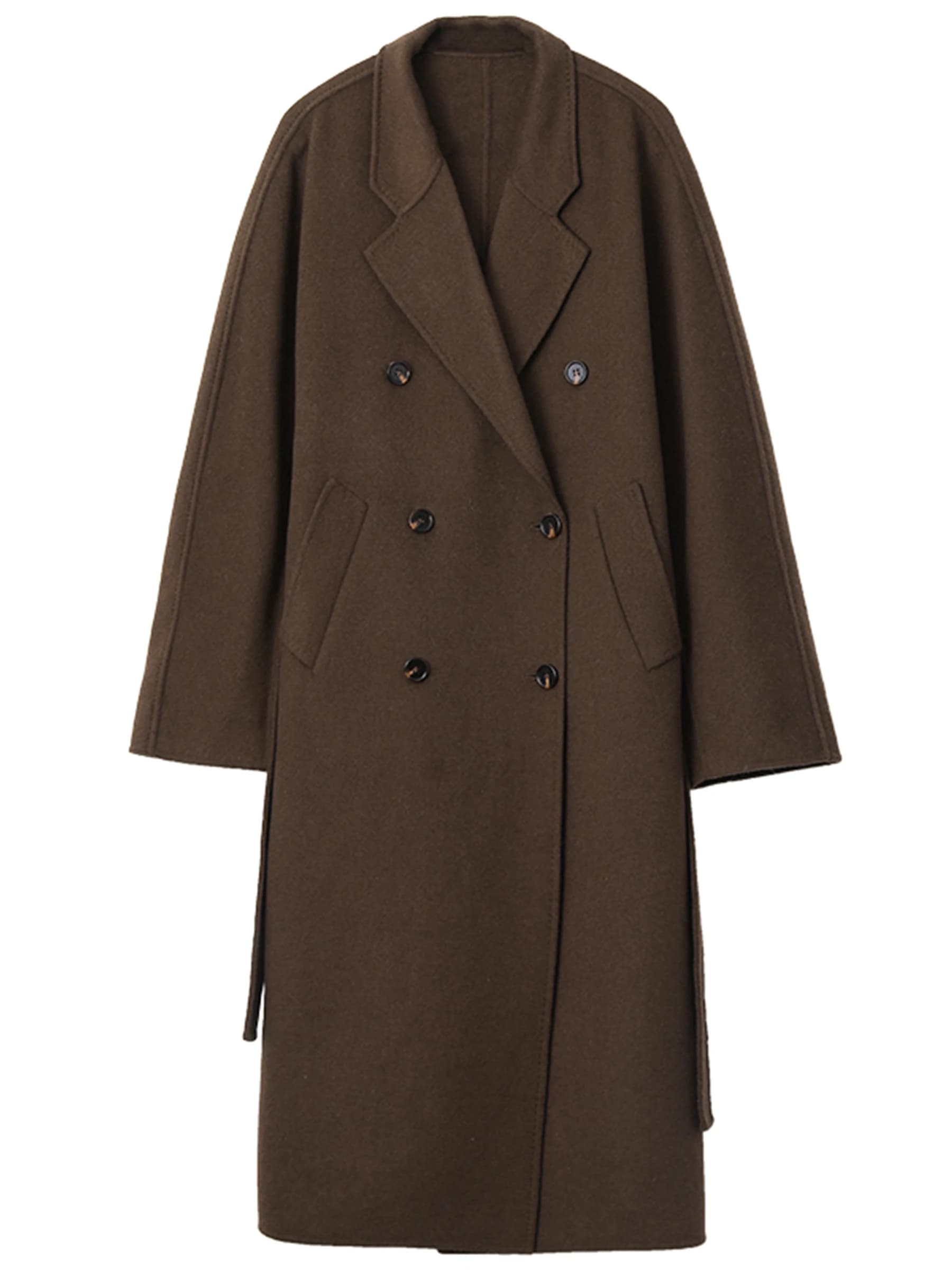 CHIC VEN femmes Long manteau en laine ample décontracté Double face vêtements de dessus pour femmes 
