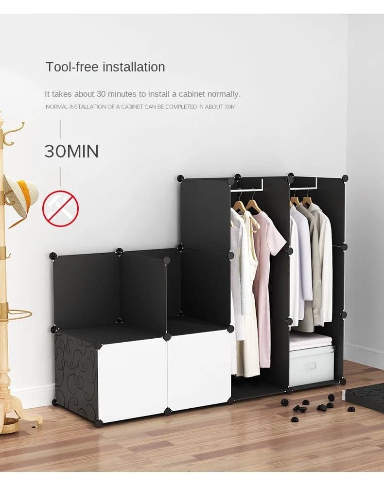 Meuble de maison multifonction en plastique, armoire de chambre à coucher, rangement pliable, armoir