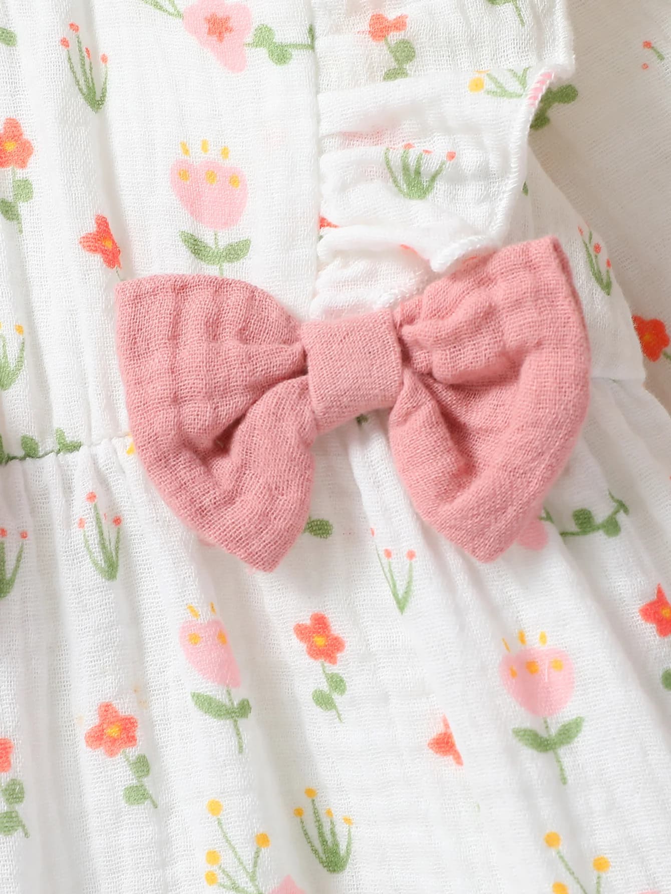 Combinaison quotidienne à manches longues pour bébé fille, imprimé Floral avec nœud, vêtements pour 