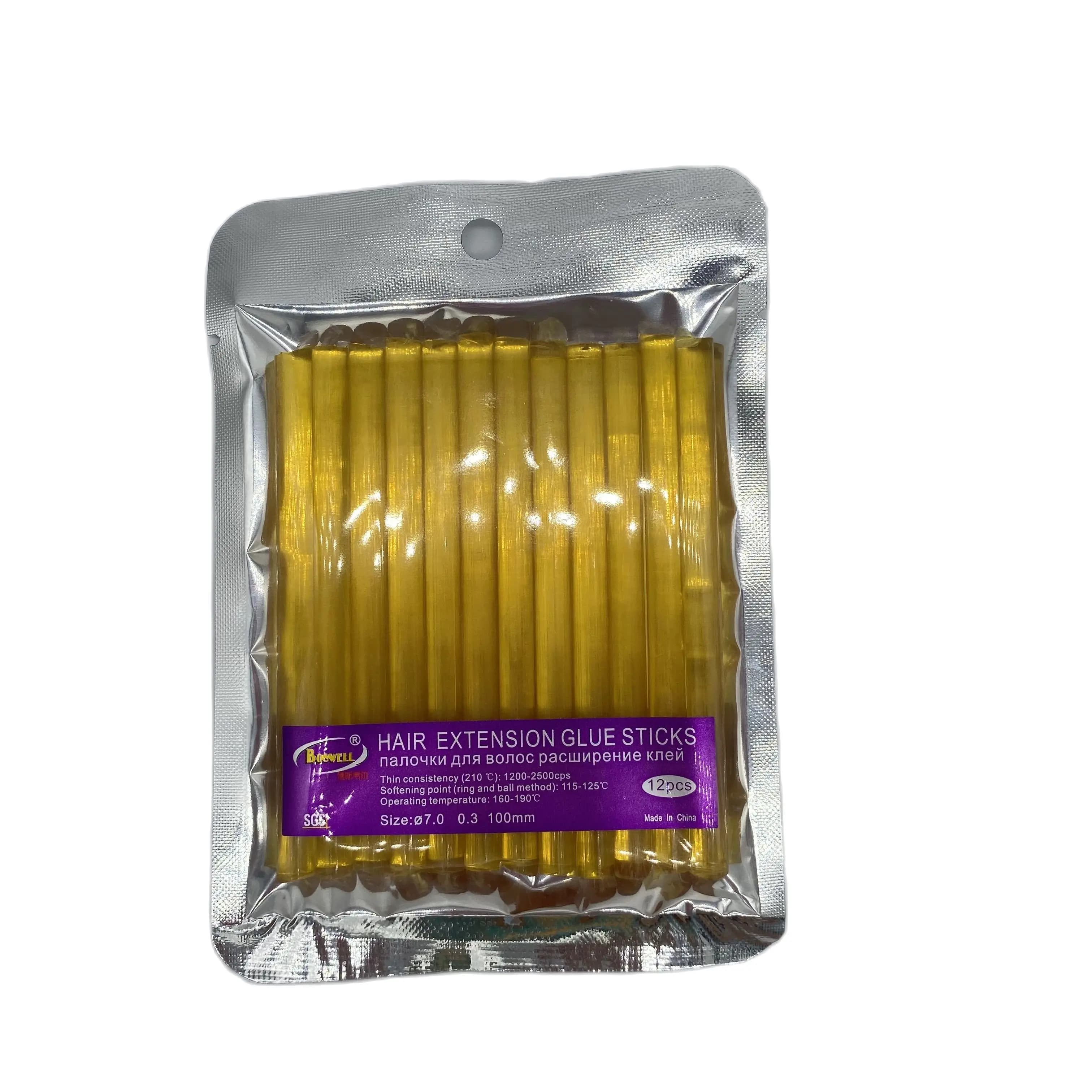 24 PCS/Lot bâtons de colle d'extension de cheveux jaunes bâton de colle thermofusible pour extension