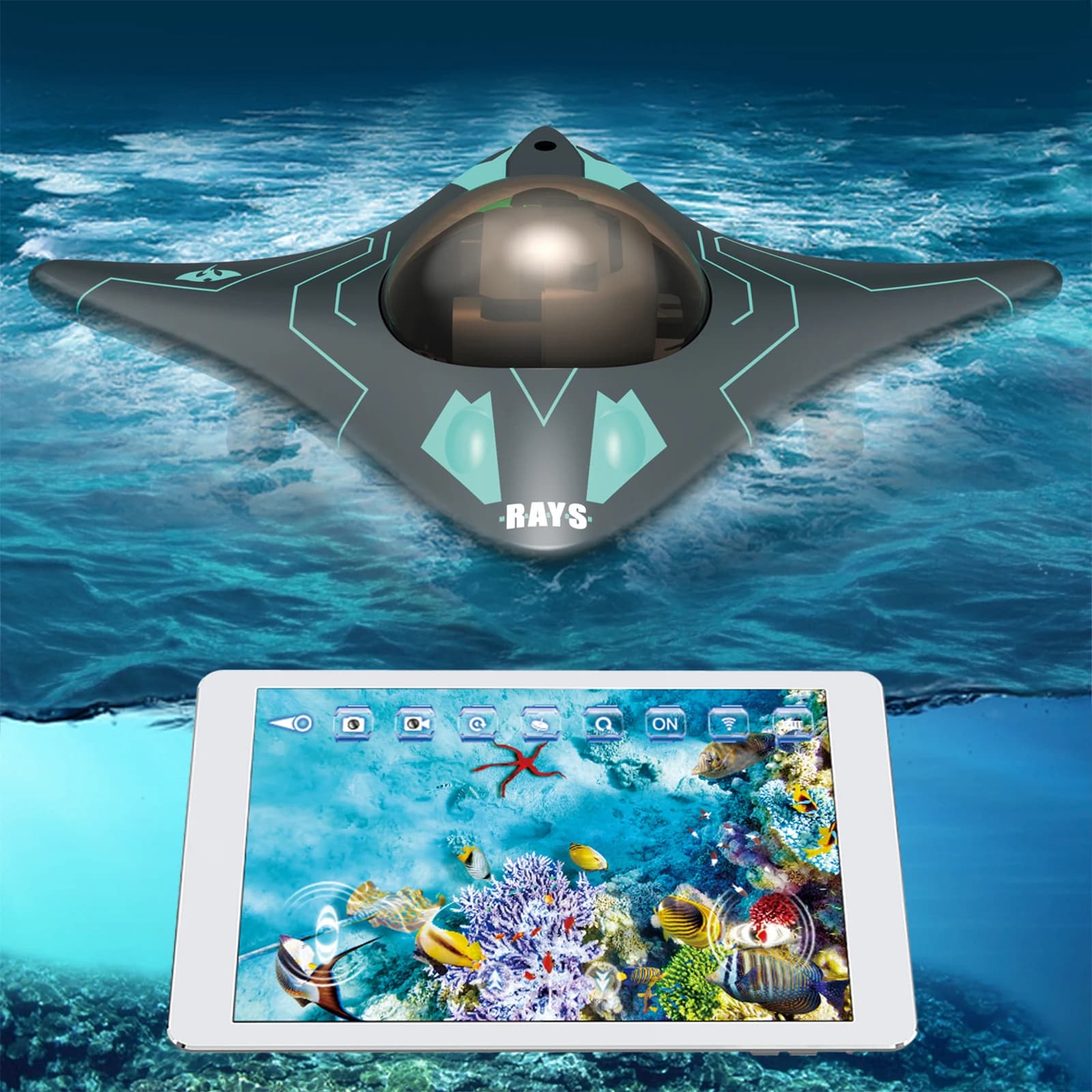 Drone sous-marin avec caméra, 6 canaux, étanche, bateau télécommandé avec caméra, contrôle par appli