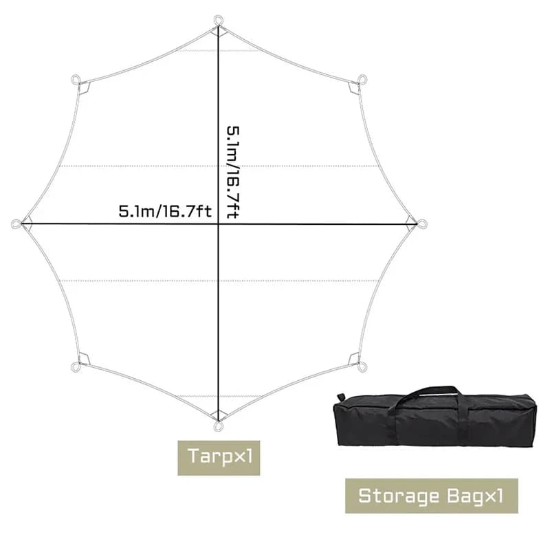 Grande bâche de Camping imperméable, octogonale, papillon, abri solaire d'extérieur, tente, pare-sol