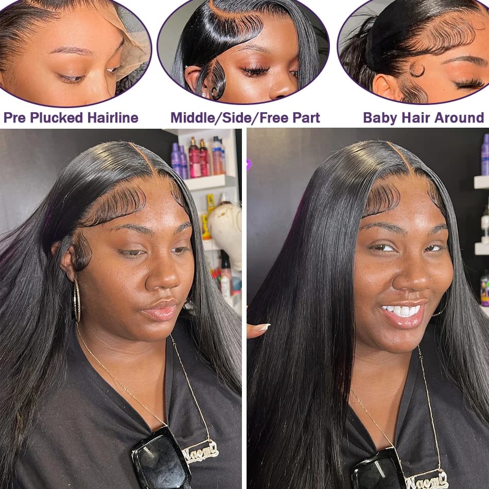 Sophia Straight Lace Front Wig, Perruques de cheveux humains, Perruque sans colle, Pas cher, Sans co