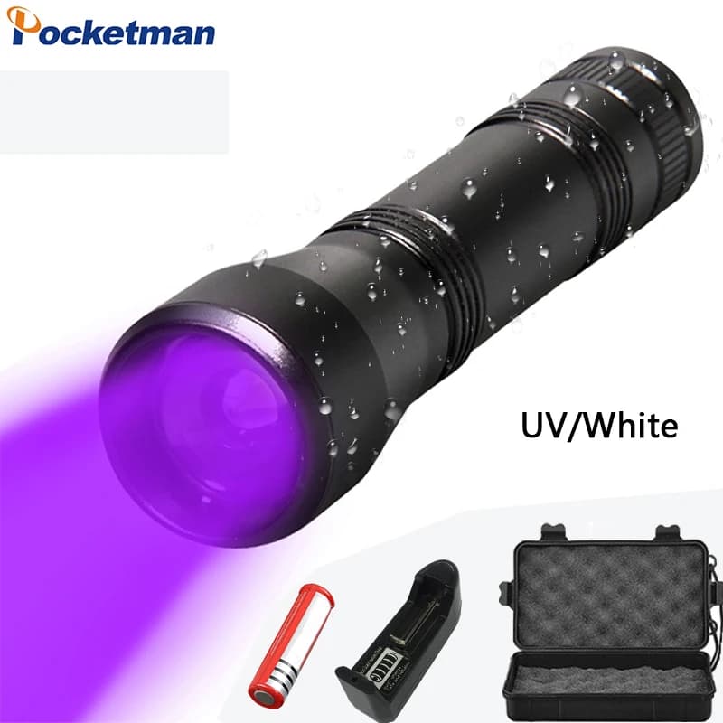 Lampe de poche UV 395nm lampes de poche à lumière noire Zoomable torche UV lampes de poche à lumière