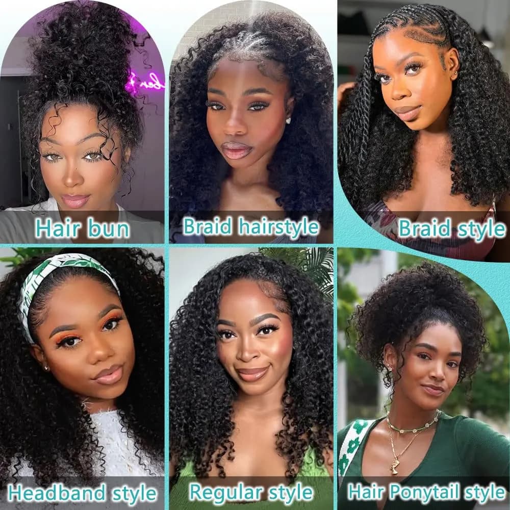 250% demi-perruque cheveux humains Afro crépus bouclés bandeau perruque mise à niveau 3 en 1 demi-pe