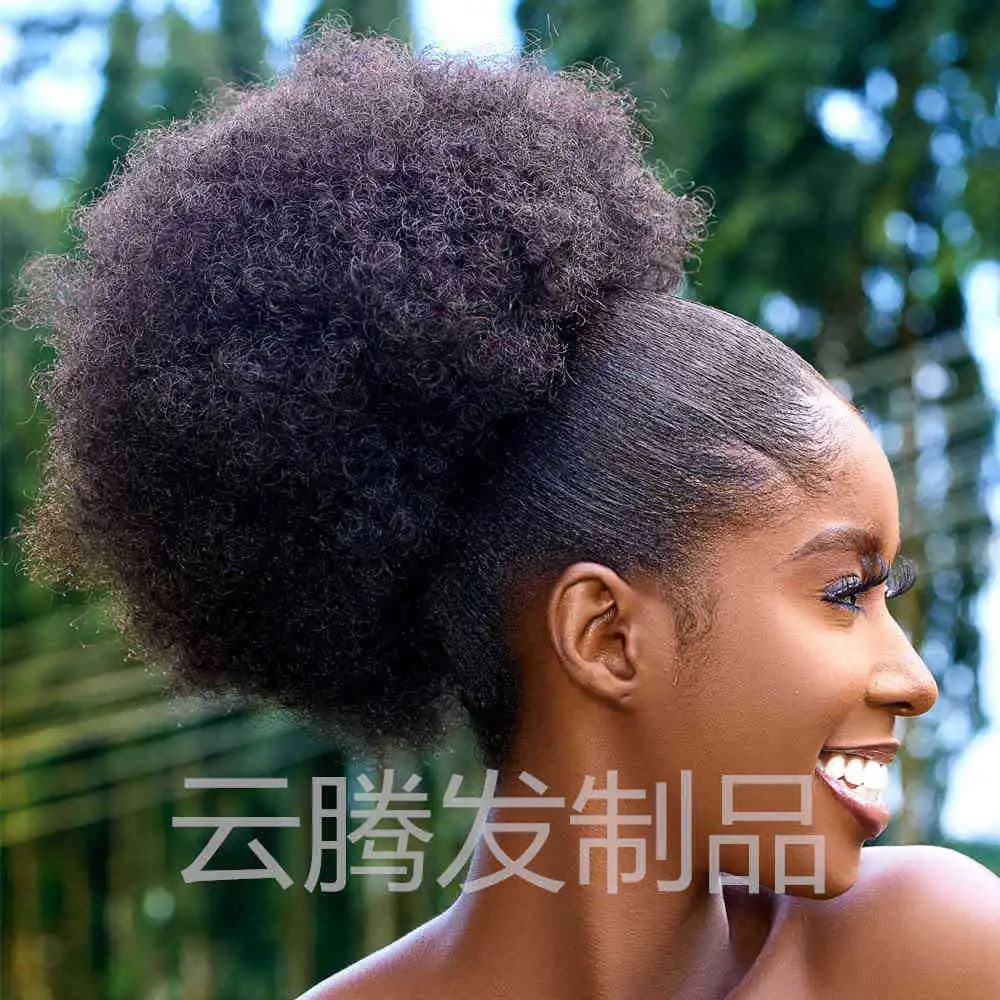 Extensions synthétiques queue de cheval Afro avec cordon de serrage, 10 pouces, pour femmes noires, 