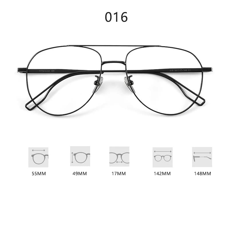Mode rétro pilote Double pont lunettes Ultra léger pur titane lunettes optique montures de Prescript