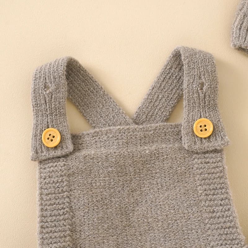 Barboteuse avec chapeau pour bébé garçon et fille, combinaison à bretelles, ensemble de tenues à la 