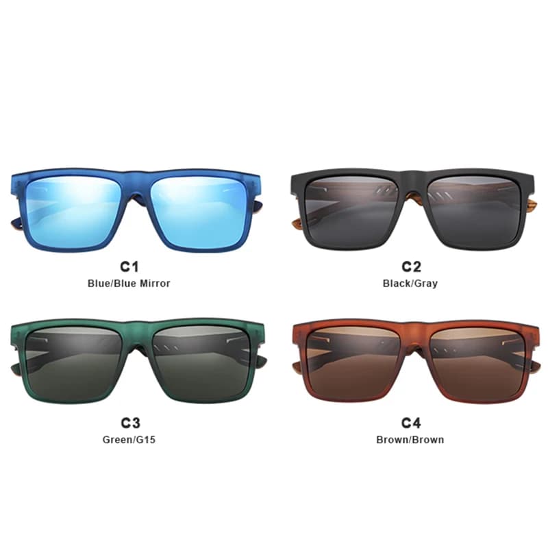 HU WOOD nouvelles lunettes de soleil carrées de haute qualité pour hommes polarisées UV400 mode lune