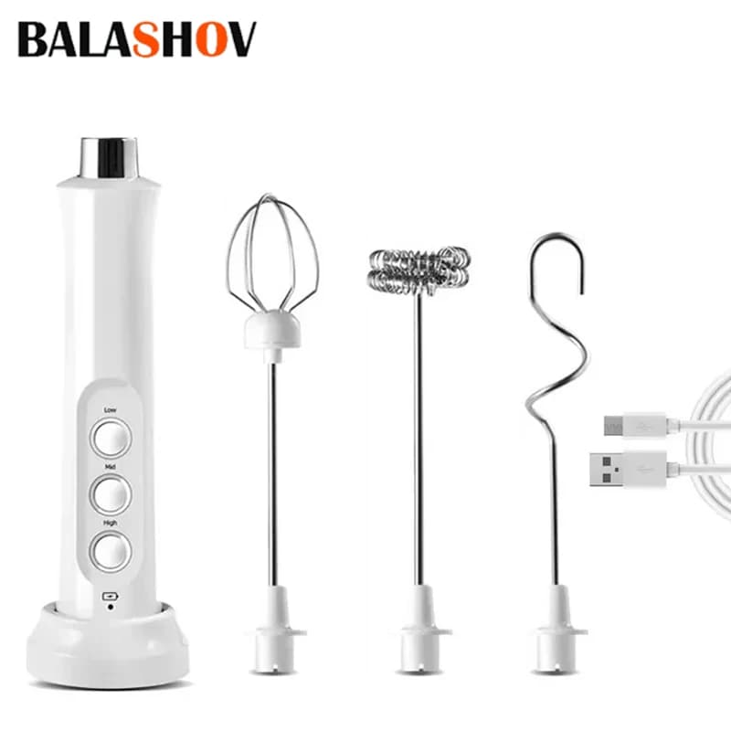 Mousse de lait électrique sans fil, Rechargeable par USB, 3 vitesses, pour Latte, Cappuccino, chocol