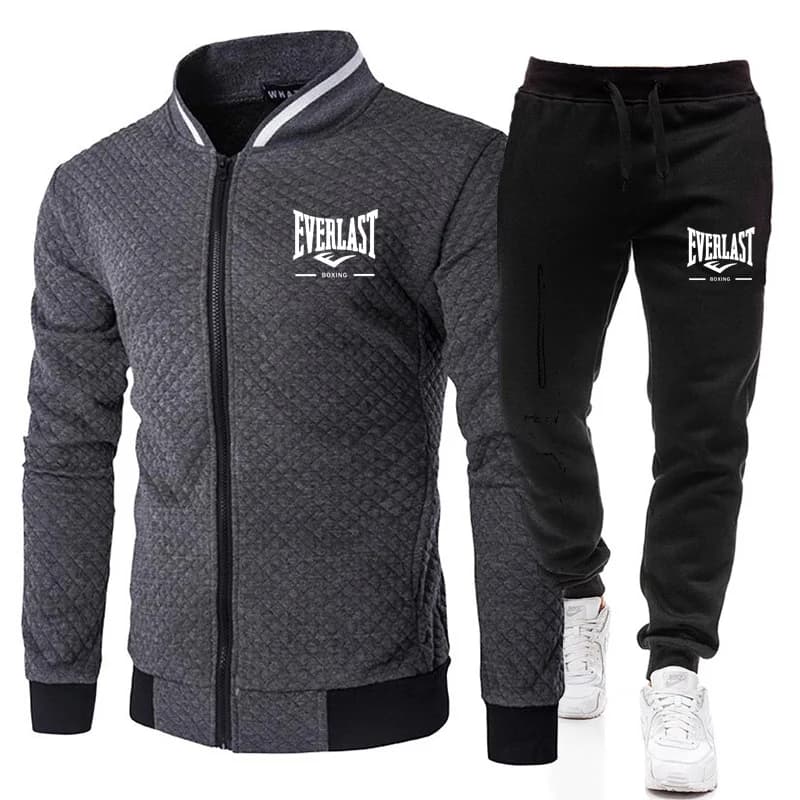 Ensemble de veste et pantalon EVERLAST BOXING pour homme, col montant, style streetwear, printemps-a