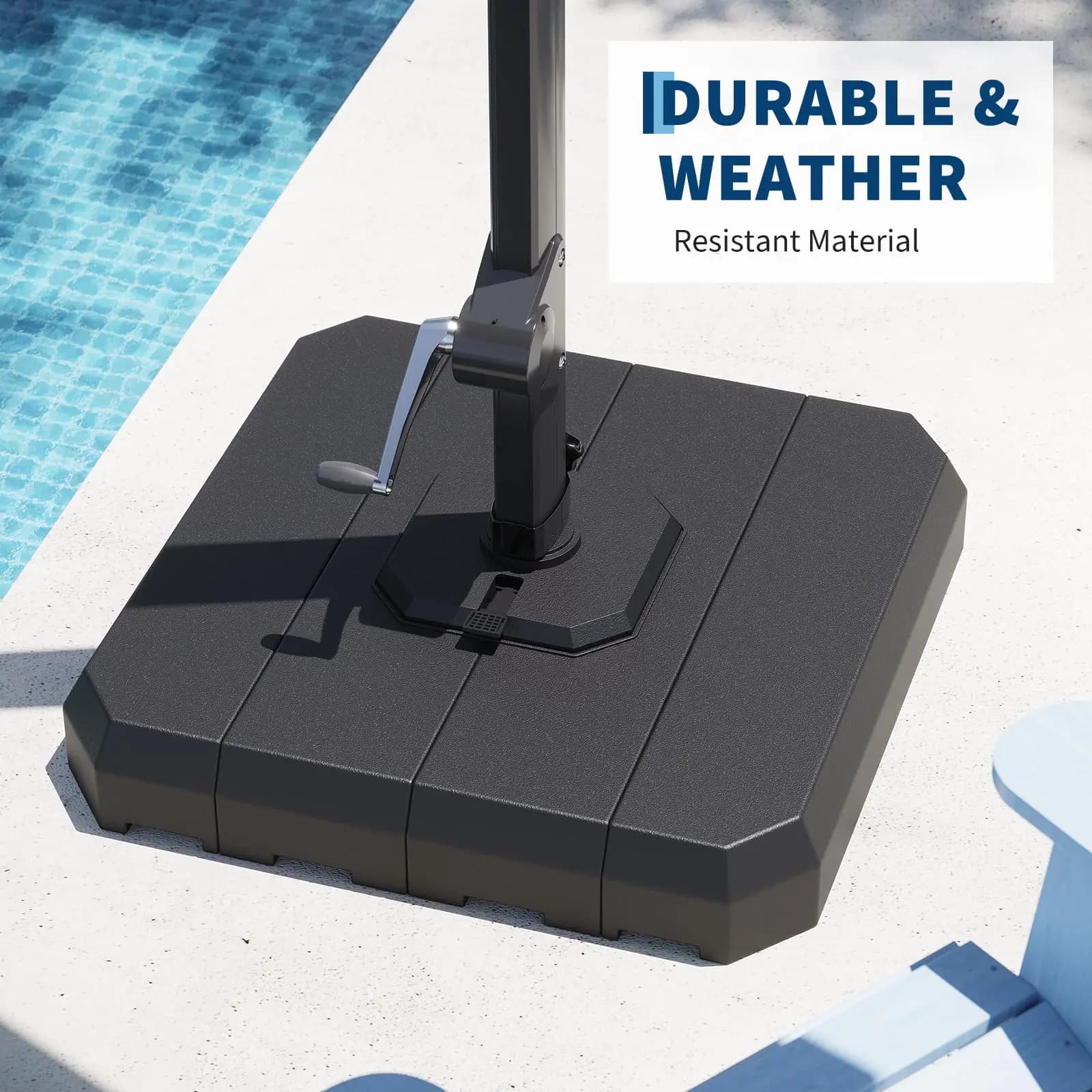 Base de parasol de patio 4 pièces, support lesté 330 LBS pour parasol cantilever déporté de 10-15 pi