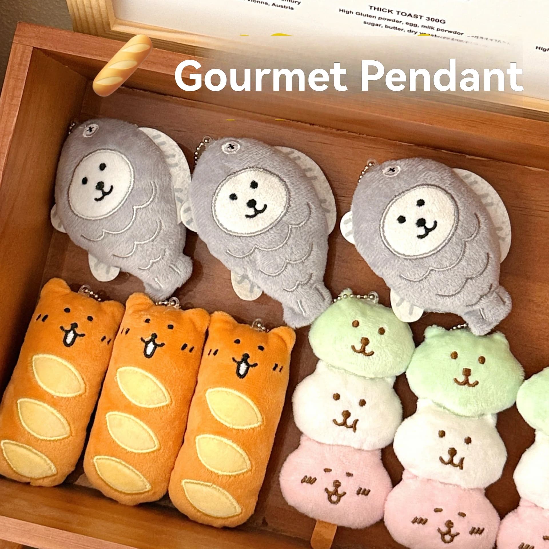 1/3 pièces pendentif alimentaire mignon créatif en peluche pendentif sac porte-clés pendentif décora
