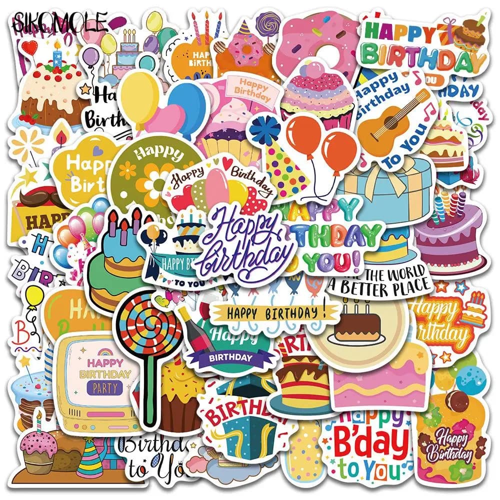 10/30/50pcs Dessin animé Mignon Joyeux anniversaire! Graffiti autocollants Kawaii jouet bricolage en