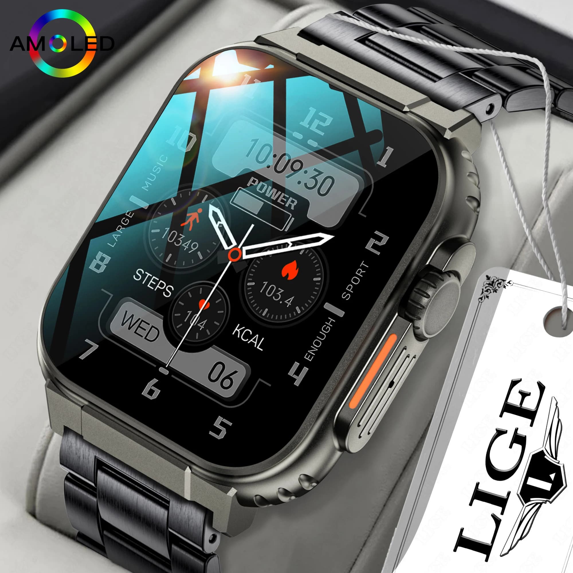 LIGE-Montre Connectée Ultra Étanche pour Homme et Femme, Appel Bluetooth, TWS, Musique Locale, Horlo