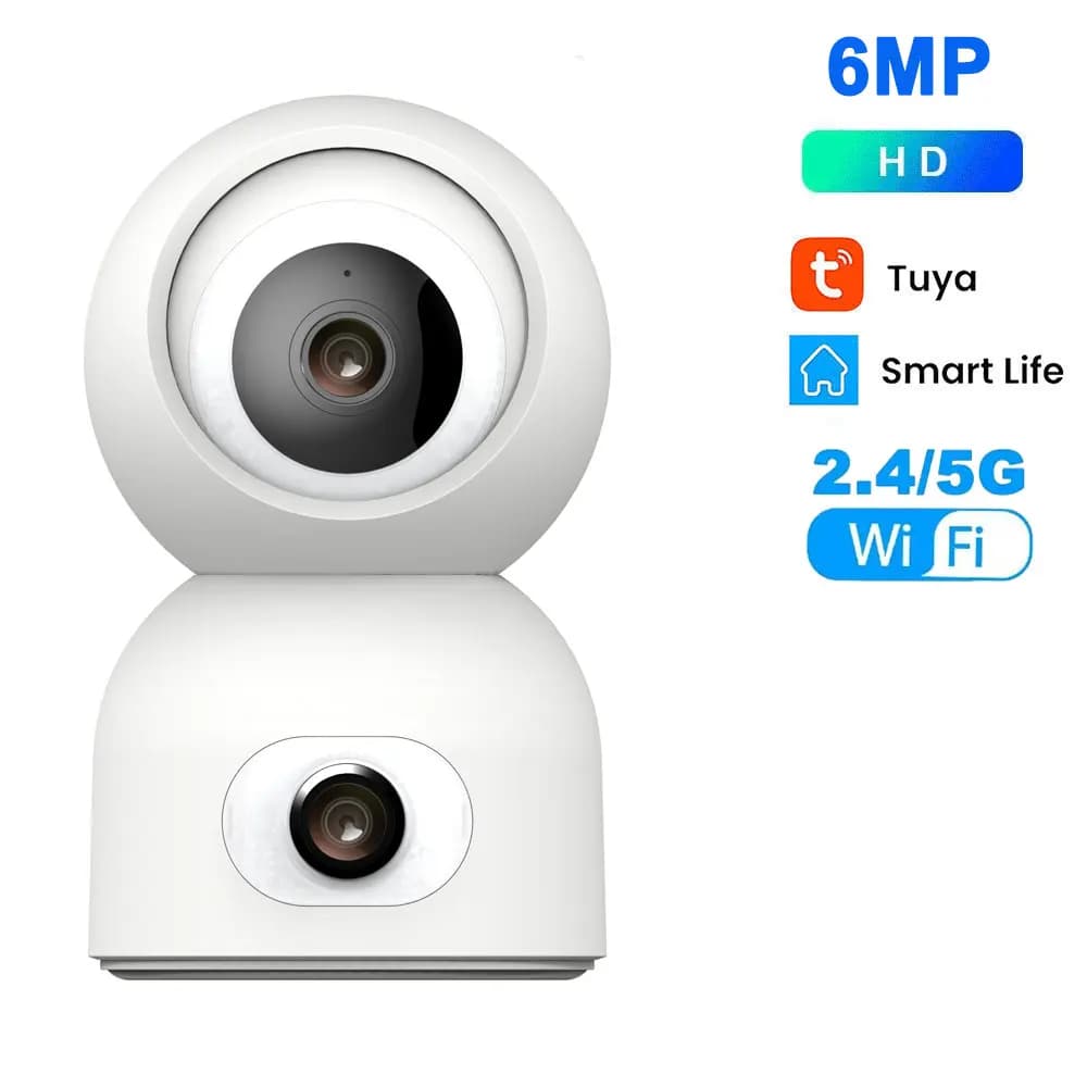Caméra de sécurité IP PTZ intérieure Tuya 4K 8MP à double objectif 5G WiFi, suivi humain IA, surveil