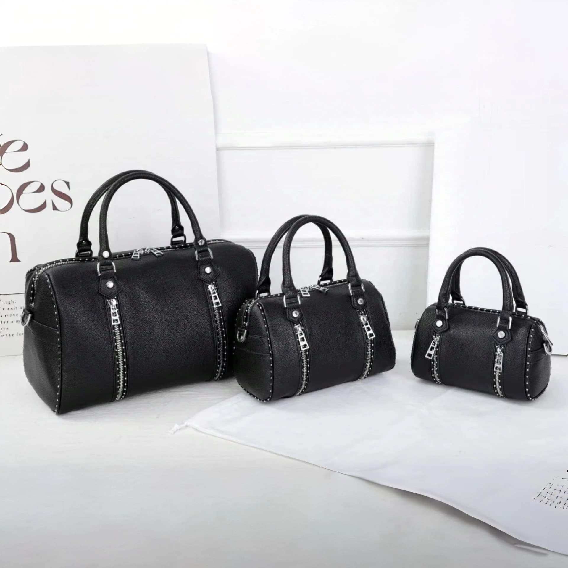 Nouveau style 2026 Sac Boston ZV pour femme - Sac bandoulière à poignée cloutée - Sac oreiller - Ave